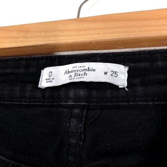ABERCROMBIE and FITCH High Rise Raw Hem Distressed Super Skinny Jeans Black 25 - Picture 11 of 11